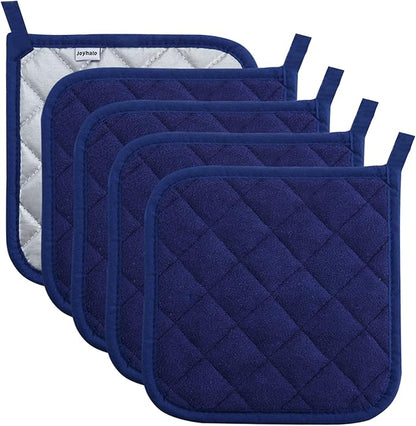 Pot Holders Clearance for Kitchen Heat Resistant Potholder, Hot Pads, Trivet for Cooking and Baking (5, Dark Blue) by Joyhalo