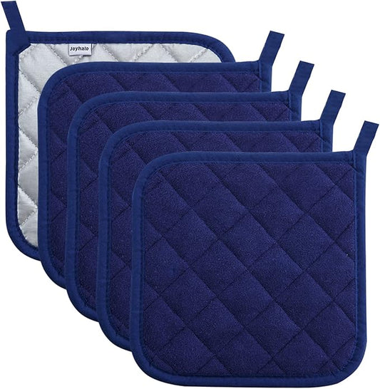 Pot Holders Clearance for Kitchen Heat Resistant Potholder, Hot Pads, Trivet for Cooking and Baking (5, Dark Blue) by Joyhalo