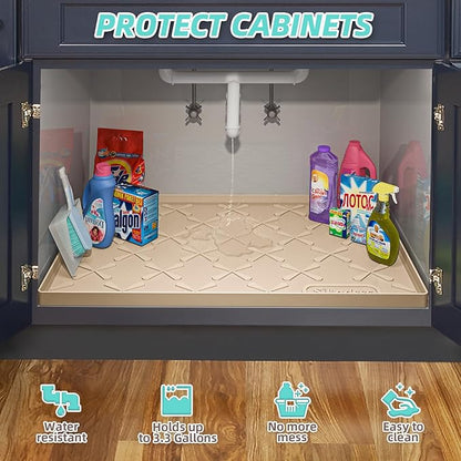 SIKADEER Silicone Under Sink Mats for Kitchen Waterproof 34" x 22", Raised Edge Cabinet Protector Shelf Liner, Bathroom Organizers and Storage Boot Tray Pet Mat - Image 5
