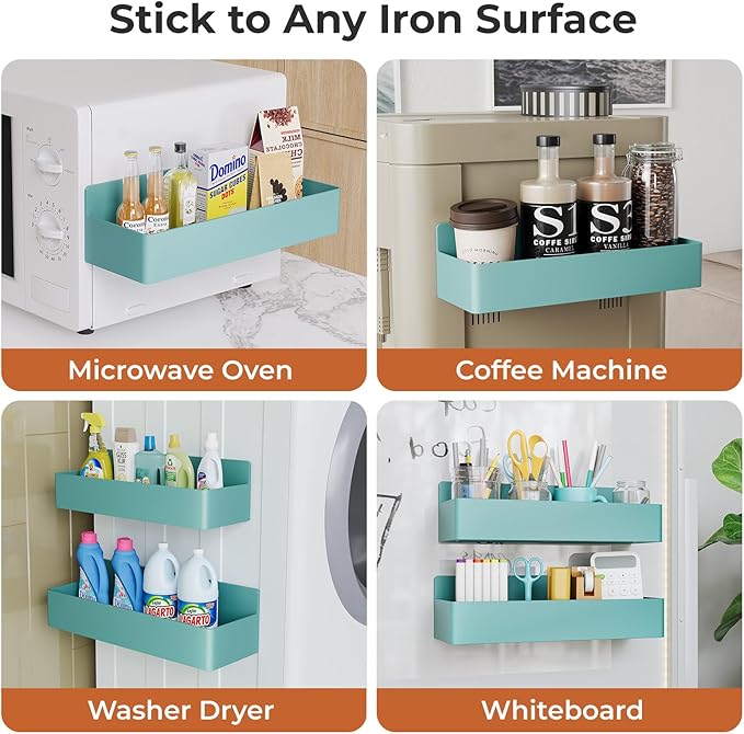 Mystozer Magnetic Spice Rack for Refrigerator, Kitchen Organizer and Storage Shelf, Blue (6 Pack)… - Image 6
