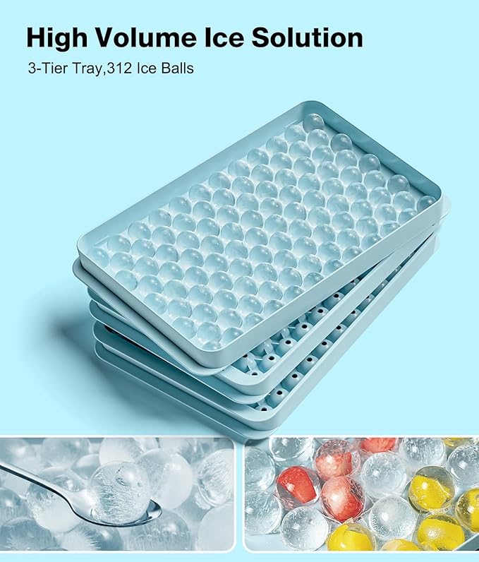 Ice Cube Trays for Freezer - Mini Round Ice Trays for Freezer with Lid and Bin, Small Tiny Crushed Nugget Freezer Trays for Chilling Drinks and Food Fresh - Image 2