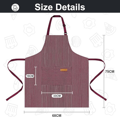 VALOME 2 Pack Kitchen Aprons, Apron for Cooking with 2 Pockets, Unisex Adjustable Neck Strap Chef Aprons for Men Women - Image 2