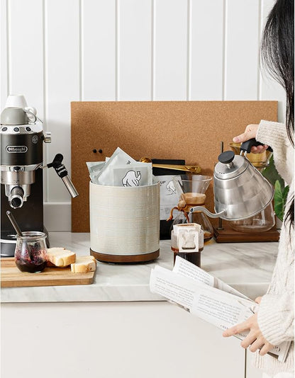 Utensil Holder, 360° Rotating Extra Large Ceramic Kitchen Utensil Holder for Countertop, 7.3" Cooking Utensil Crocks with Rotatable Wooden Base, Farmhouse Decor, Dusty Gray - Image 8