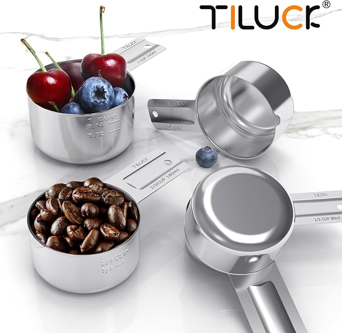 TILUCK Stainless Steel Measuring Cups Set,Kitchen Gadgets for Cooking & Baking,Set of 5 - Image 6