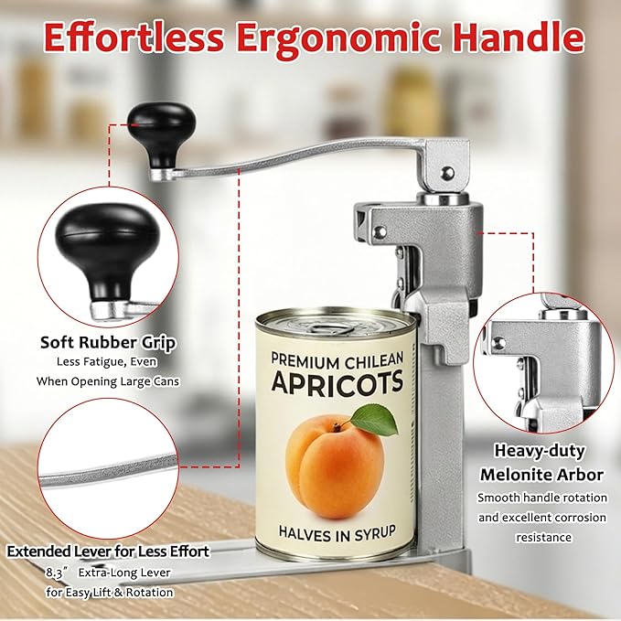 Commercial Manual Can Opener Heavy Duty for #10 Cans,Industrial Can Opener for Big Cans up to 11" Tall,Stainless Steel Blad and Base, Compatible with 11100 Models for Restaurant & Home Kitchen