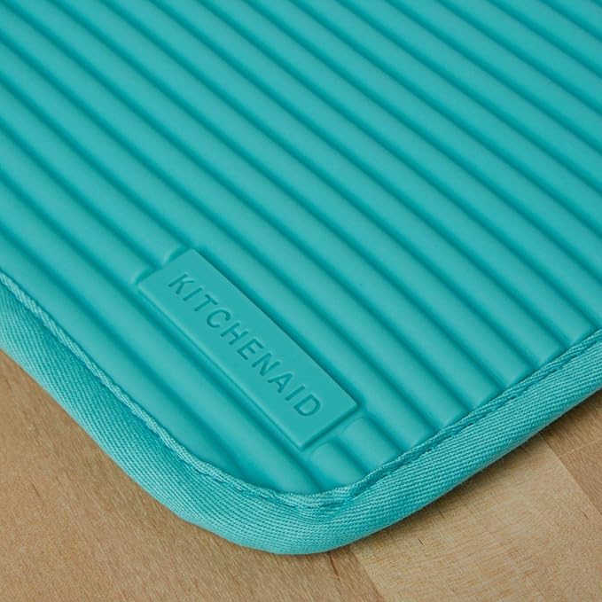 KitchenAid Ribbed Soft Silicone Pot Holder 2-Pack Set, Aqua Sky, 7"x9" - Image 2