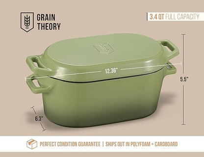 Kook Dutch Oven, for Bread Baking, Sourdough Loaf Pan, Dual Handles, Enameled Cast Iron, with Sling, Dishwasher Safe, Oven safe 500F, 3.4 Qt, Sage Ombre - Image 8