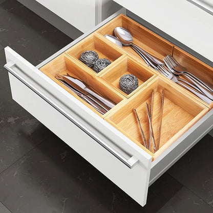 Fabsome Bathroom Drawer Organizer, Bamboo Box Bin for Junk Vanity Desk Makeup Drawer, Small Wooden Container Tea Storage Organization Tray for Kitchen Office, Set of 5 - Image 5