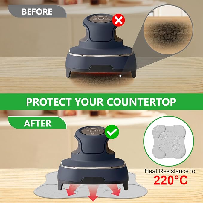 2Pcs Silicone Heat Resistant Mat & Splatter Shield, Foldable Silicone Mat and Splatter Shield for Ninja Crispi Air Fryer Accessories, Beige