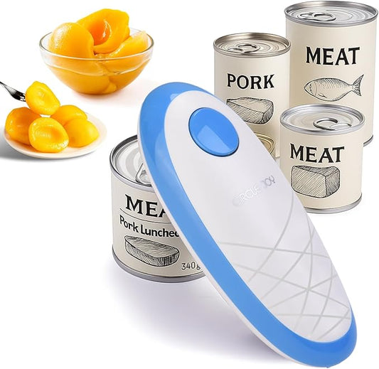 CIRCLE JOY Electric Can Opener, One-Touch Automatic Can Opening with Smooth Edges, Food Safety Handheld Battery-Operated Can Opener for Kitchen and Seniors, Blue by CIRCLEJOY