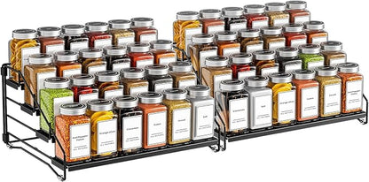 BOIVSHI 4 Tier Spice Rack Organzier, Spice Rack for Cabinet, Adjustable Depth Seasoning Shelf for Countertop, Pantry, Seasoning Organizer, Metal, Black (2 Pack) - Image 9