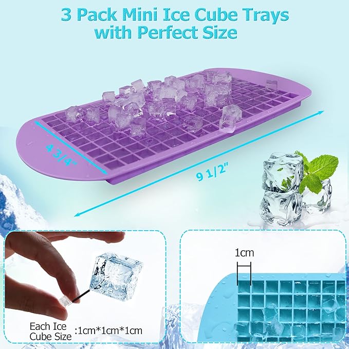Silicone Mini Ice Cube Trays 2 Pack, 160 Small Ice Cube Molds Easy Release Crushed Ice Cube for Chilling Whiskey Cocktail, BPA Free Flexible Stackable and Durable Soft Mold Storage Containers - Image 4