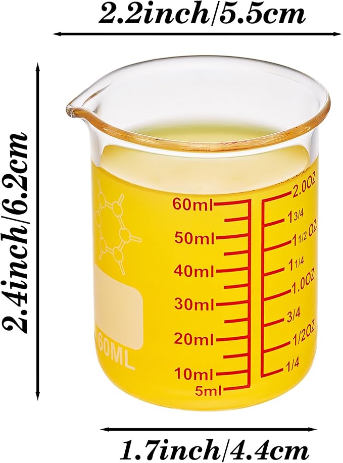 High Borosilicate Glass Measuring Cup-V-Shaped Spout，Glass Measuring Beaker for Kitchen or Restaurant, Easy to Read, 60 ML (2 Oz)-Pack of 2 - Image 7