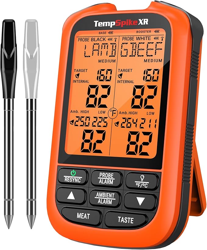 TempPro TempSpike 1000FT Wireless Meat Thermometer Digital with 2 Upgraded Ultra-Thin Probes, Kitchen Food Thermometer Cooking, Turkey, Smoker, BBQ, Grill Temperature Indicator (Previously ThermoPro) by TempPro