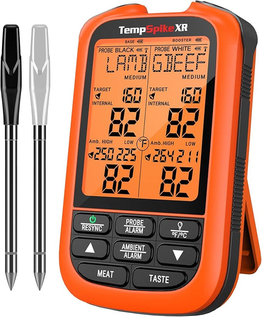 TempPro TempSpike 1000FT Wireless Meat Thermometer Digital with 2 Upgraded Ultra-Thin Probes, Kitchen Food Thermometer Cooking, Turkey, Smoker, BBQ, Grill Temperature Indicator (Previously ThermoPro) by TempPro