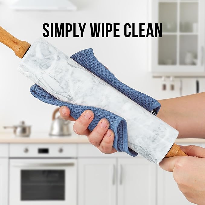 Zulay Kitchen 17-Inch Marble Rolling Pin With Stand - Polished Marble Rolling Pins For Baking With Long Beechwood Handle - Non-stick Roller Pin For Baking Pastries, Bread & Pizza - Image 7