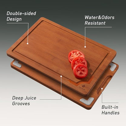 Extra Large Bamboo Cutting Board with Non Slip Feet and Over Sink Butcher Block Chopping Board Wooden Cutting Boards Solid Thick Juice Groove Big Xl XXl xlarge Kitchen Counter Organic Meat BBQ Kit - Image 4