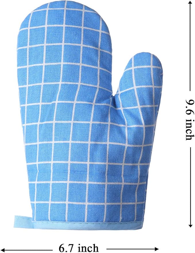 Oven Mitts and Potholders BBQ Gloves-Oven Mitts and Pot Holders with Recycled Infill Silicone Non-Slip Cooking Gloves for Cooking Baking Grilling (4-Piece Set,Blue) - Image 3