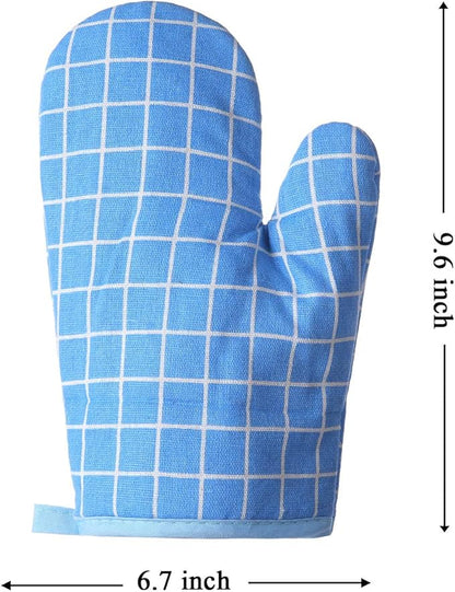 Oven Mitts and Potholders BBQ Gloves-Oven Mitts and Pot Holders with Recycled Infill Silicone Non-Slip Cooking Gloves for Cooking Baking Grilling (4-Piece Set,Blue) - Image 3