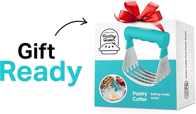Pastry Cutter Tool - Heavy Duty Stainless Steel Pastry Blender, Comfortable Handle, Dishwasher Safe, Perfect Flaky Pie Crust & Biscuits - Turquoise