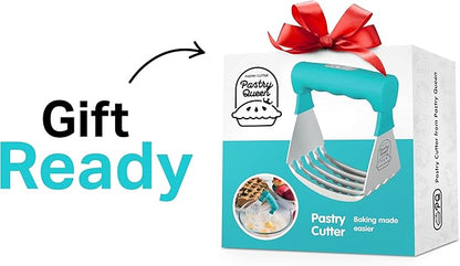Pastry Cutter Tool - Heavy Duty Stainless Steel Pastry Blender, Comfortable Handle, Dishwasher Safe, Perfect Flaky Pie Crust & Biscuits - Turquoise