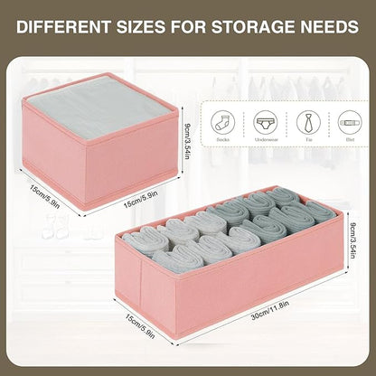 DIMJ Drawer Organizers for Clothing, Set of 8 Dresser Drawer Organizers, Fabric Closet Organizers and Storage, Drawer Dividers for Baby Clothes, Socks, Belt, Tie (Pink) - Image 2