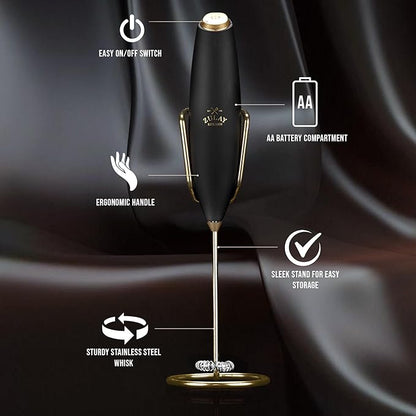 Zulay Kitchen Executive Series Luxury Gift Milk Frother with 4 Duracell Batteries – Handheld Electric Foam Maker for Coffee, Lattes & Hot Chocolate – Deluxe Finish, Ultimate Gift for Coffee Lovers - Image 3