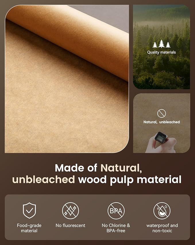 Parchment Paper Sheets, 9x13 In Non-Stick Precut Baking Parchment for Baking, Grilling, Air Fryer, Steaming, and More (Unbleached) - Quarter Sheet Size, Perfect for Bread, Cakes, Cookies, 100PCS - Image 2