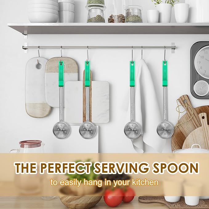 4 Ounce Stainless Steel Perforated Portion Control Ladle Spoon - 4Pcs Pizza Sauce Serving Spoons Portion Ladle for Sauces, Perfect for Weight Watchers, Buffets, Parties