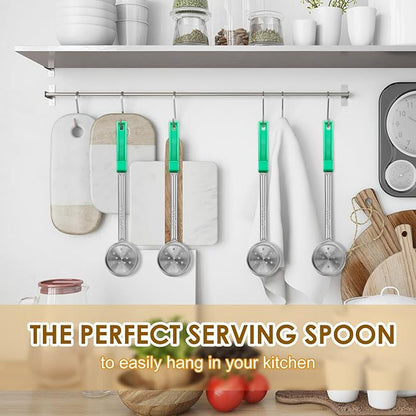 4 Ounce Stainless Steel Perforated Portion Control Ladle Spoon - 4Pcs Pizza Sauce Serving Spoons Portion Ladle for Sauces, Perfect for Weight Watchers, Buffets, Parties