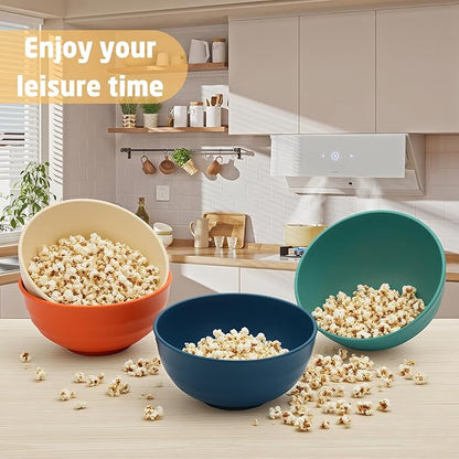 Wheat Straw Bowls 60 OZ, Unbreakable Large Salad Bowls Set of 6, Plastic Kitchen Bowls for Ramen, Soup, Cerea, Microwave and Dishwasher Safe Big Popcorn Bowls for Camping, RV, Party (Multi Colors)