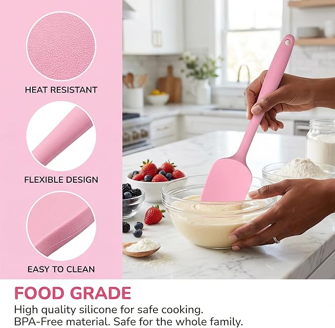 5 Pcs Silicone Spatula,Food Grade Rubber Spatula, Spatulas Silicone Heat Resistant, Used for Baking, Cooking, non Stick, Dishwasher Safe, BPA Free - Image 4