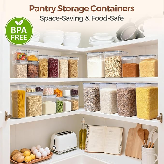 ComSaf Food Storage Containers with Lids Set of 3 (2L/2.1Qt) (1.4L/1.5Qt) (0.8L/0.8Qt), Airtight Food Storage Container, Plastic Canister Sets for Kitchen, Pantry Organizer for Sugar, Cereal and Snack - Image 5
