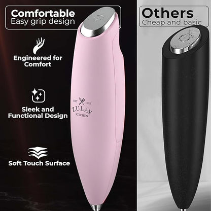 Zulay Kitchen Patented Tornado Triple Whisk Milk Frother with 4 Duracell Batteries – Handheld Foam Maker for Coffee, Lattes, Matcha & Hot Chocolate – Rich, Creamy Froth in Seconds - Candy - Image 4