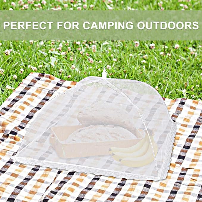 Onarway 3 Pack Food Covers 12 Inch Pop-Up Encrypted Mesh Plate Serving Tents, Fine Net Screen Umbrella for Outdoors, Parties, Picnics, BBQs, Reusable and Collapsible - Image 6