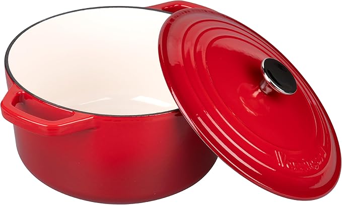 VORRINGARD Enameled Cast Iron Dutch Oven Pot with Lid, for Bread Baking, Round Bread Oven- include Sourdough Bread Baking Supplies Set, 6QT, Red - Image 5