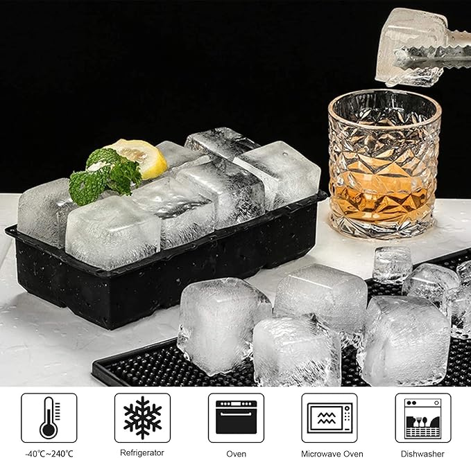 LessMo Ice Cube Tray with Lid - 2 Pack Large Silicone Ice Tray Molds for Freezer, BPA Free, Big Square Ice Cube for Whiskey, Cocktails, Baby Food, Juices - Image 5