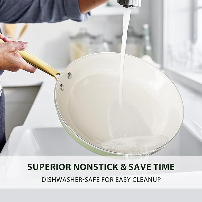 Pots and Pans Set Non Stick - VONIKI Ceramic Cookware Set with Cooking Utensils Set, Non Toxic Kitchen Cookware Sets Dutch Oven Pot with Lid Saucepan Set Sauté Pan Frying Pan Set for Cooking Gifts - Image 9