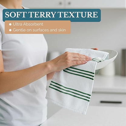 Casa Platino Kitchen Towel and Hand Towels for Kitchen – Cotton Dishcloths 8 Piece Set – Earthy Tones Meet Practical Design for Cooking, Drying, and Prep Flow – Olive