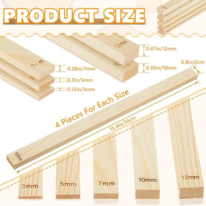 Sasylvia 20 Pcs Pottery Rolling Pin Guides Wood Teaching Rolling Mud Stick Guide Set Polymer Clay Depth Guide Pottery Tools Clay Mudboard Tools (5 Size,Wood Color) - Image 2