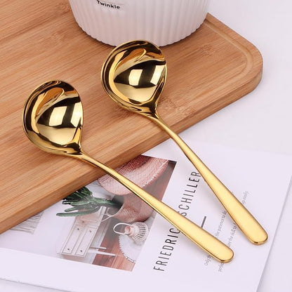 9.5 Inch Gold Ladle Spoons SUS304 Stainless Steel Soup Ladle 2 oz. Gravy Sauce Kitchen Ladle for serving(Set of 2) - Image 7