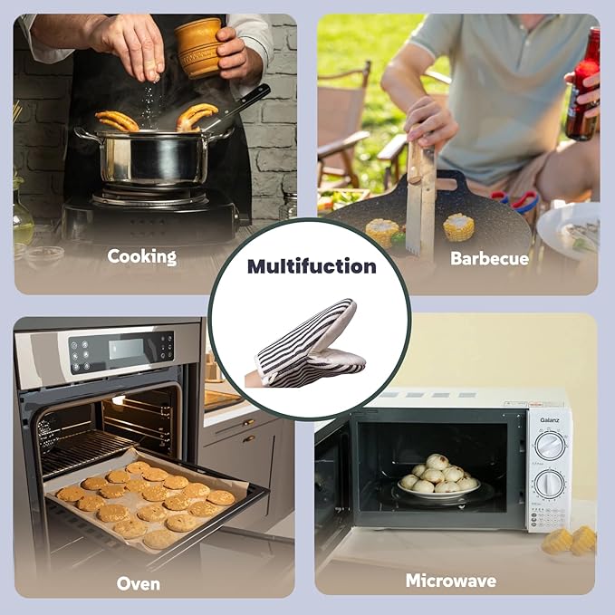 1 Pair Mini Oven Mitts,High Heat Resistant Oven Gloves,Kitchen Short Oven Mit with Hanging Loop for BBQ, Baking, Cooking and Grilling, (Balck) - Image 7