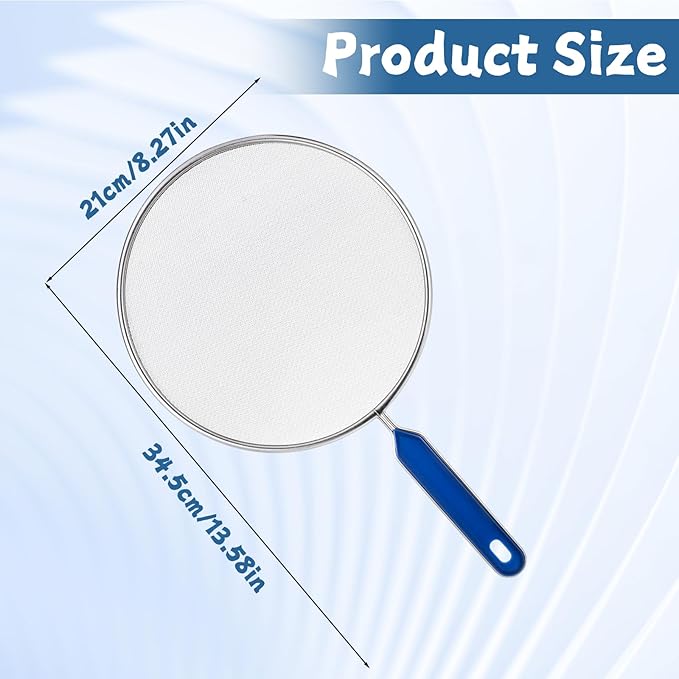 8.3 Inch Grease Splatter Guard for Frying Pan, Stainless Steel Grease Screen with Grip Handle, Ultra Fine Mesh Prevents Oil Splatters for Frying Pan - Image 2