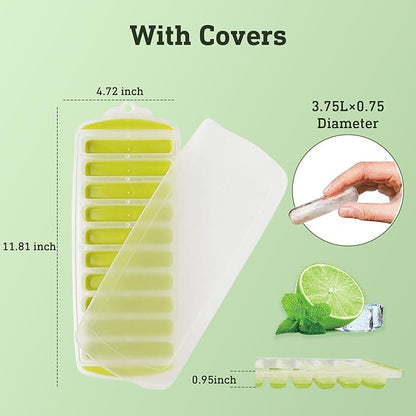 Lily's Home Silicone Ice Cube Tray with Lid Set of 2, BPA-Free, Ideal for Water Bottles & Sports Bottles, Flexible & Stackable Design for Quick Release, Ice Cube Trays for Freezer(11.81"*4.72"*0.95") - Image 2