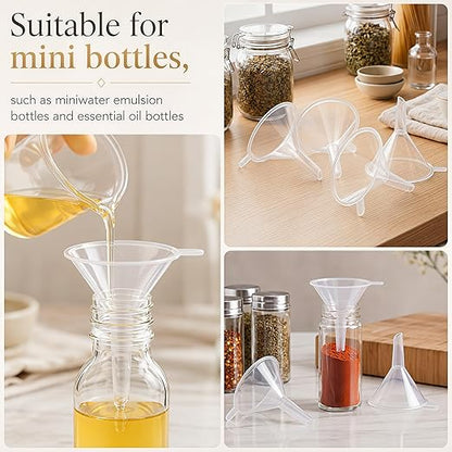 Hoolerry 50 Pcs Small Funnel for Filling Small Bottles Clear Plastic Mini Funnels for Lab Bottles Essential Oils Sand Art Bottle Skin Products Perfumes Spices (2.16'') - Image 5