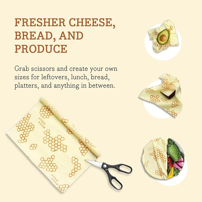 Bee's Wrap Beeswax Wraps for Food - Cut to Size 14x52" Beeswax Wrap Roll - Plastic Free Made in USA Reusable Natural Food Wrap - Honeycomb - Image 4