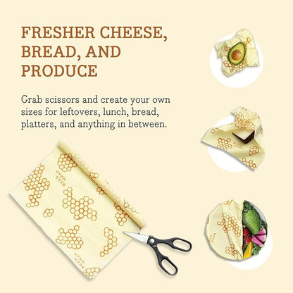 Bee's Wrap Beeswax Wraps for Food - Cut to Size 14x52" Beeswax Wrap Roll - Plastic Free Made in USA Reusable Natural Food Wrap - Honeycomb - Image 4