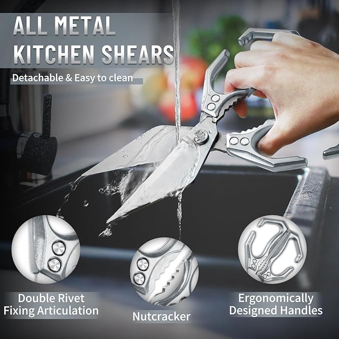Dream Reach Heavy Duty Poultry Shears Kitchen Scissors Dishwasher Safe with Ergonomic Handle, Japanese High-Carbon Steel Cooking Shears for Chicken, Meat, Seafood, Bone Cutting Christmas Gifts for Men - Image 4