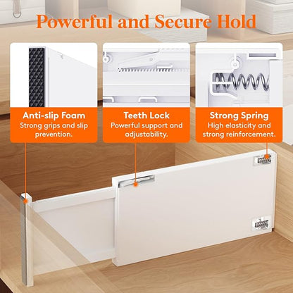 Lifewit 10 Pack 6" High Drawer Dividers 34-56cm/13.5-22" Adjustable Drawer Organizer for Clothes/Utensils, Expandable Drawer Separator in Dresser/Kitchen/Bedroom/Office Organization & Storage White - Image 3