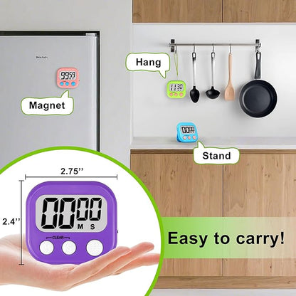 Digital Timer for Kids Teacher Supplies Classroom Timer for Study Learning Management Kitchen Work Exercise-4Pack Pink Blue Green Purple - Image 5